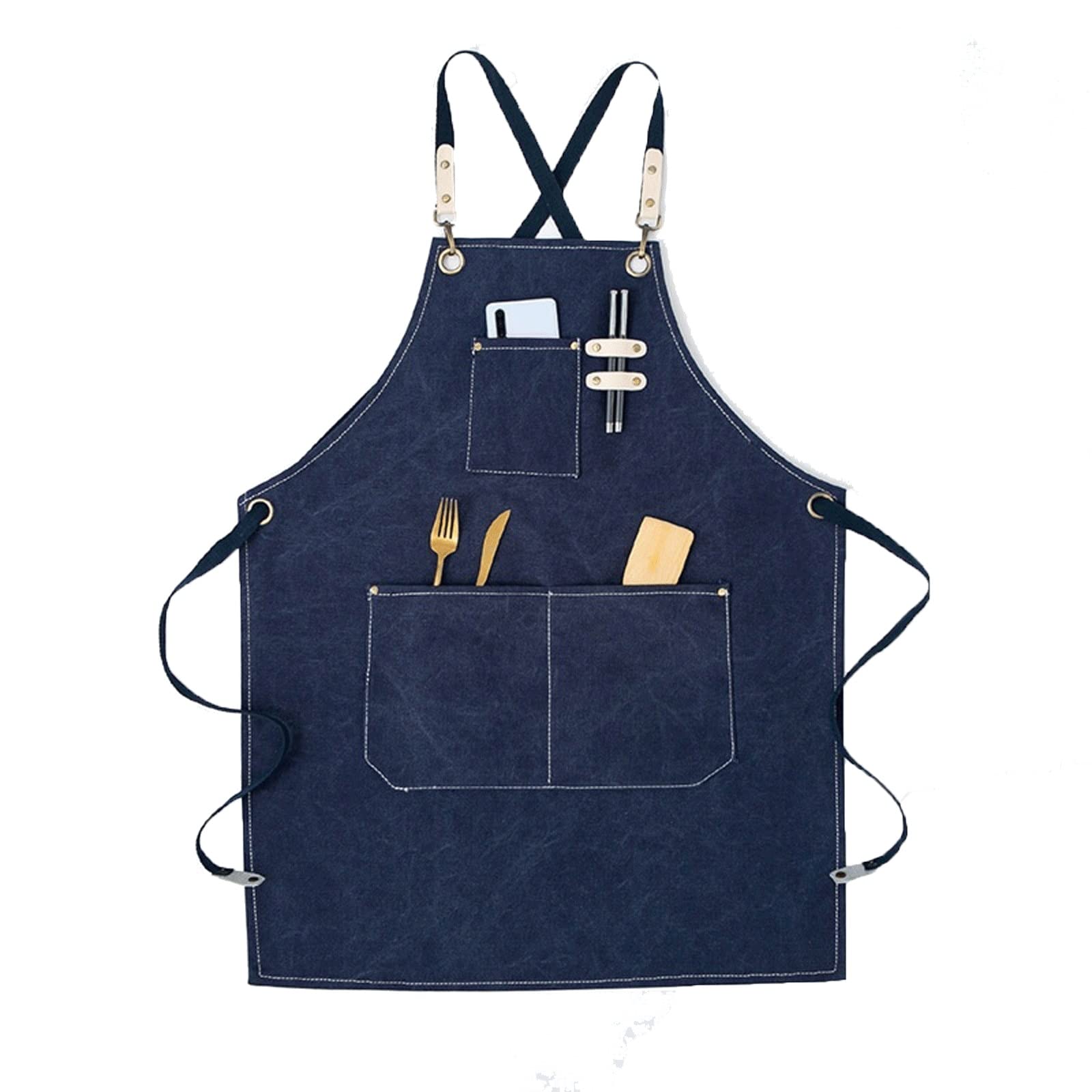 JINGYAN Schürzen Ladies Canvas Kitchen Aprons Men Cooks Job Barbecue Restaurant Bar Shop Cafe Beauty Nail Studio Uniform Tea