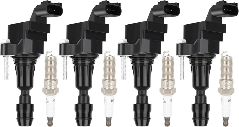 Kit de 4 bobinas de ignição ECCPP UF491 com 4 velas de ignição de irídio para Buick, Chevrolet, GMC, Saturn e Pontiac