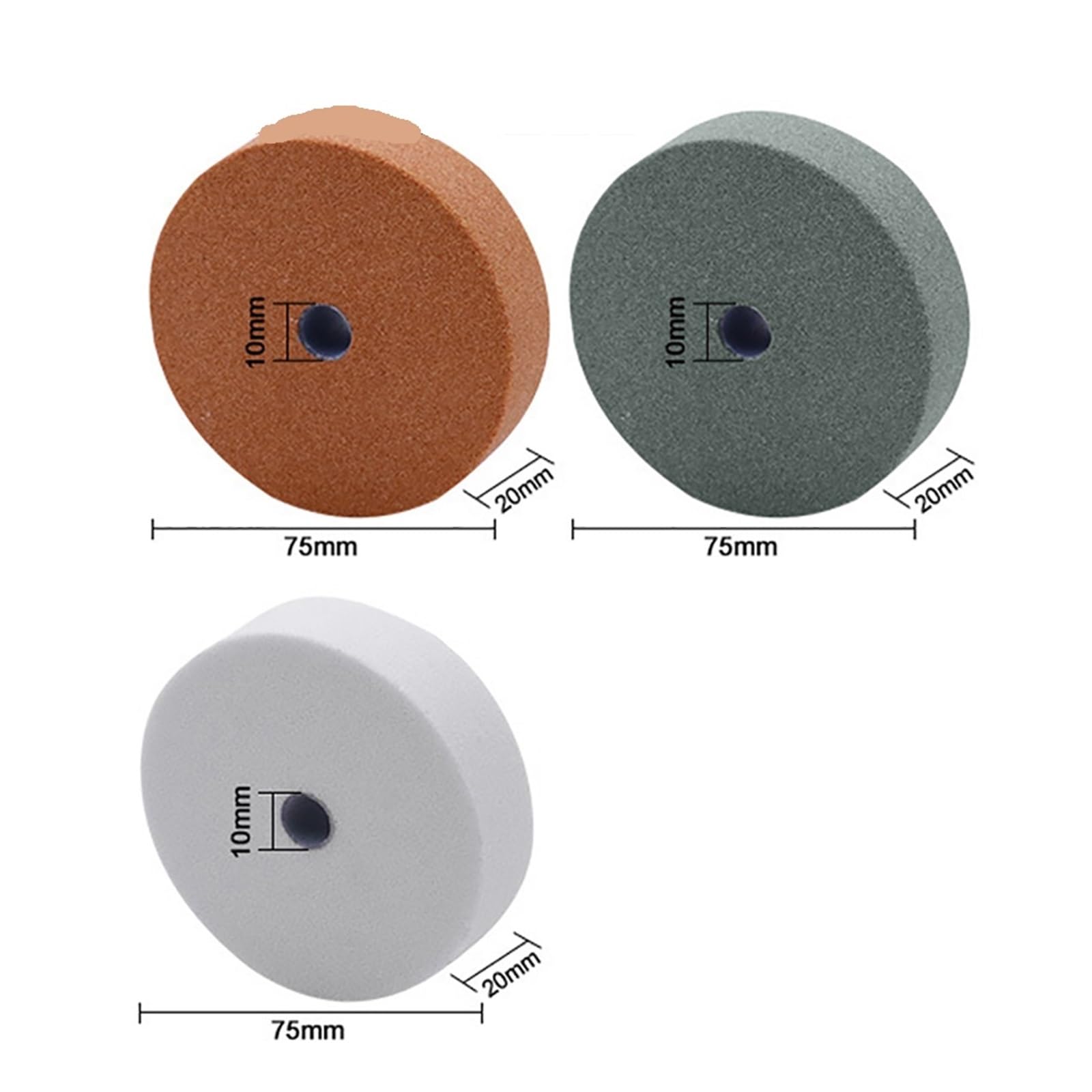 Almohadilla de pulido for muelas 75mm y 3 ", piedra lijado Compatible con herramientas amoladora banco cerámica(C set)