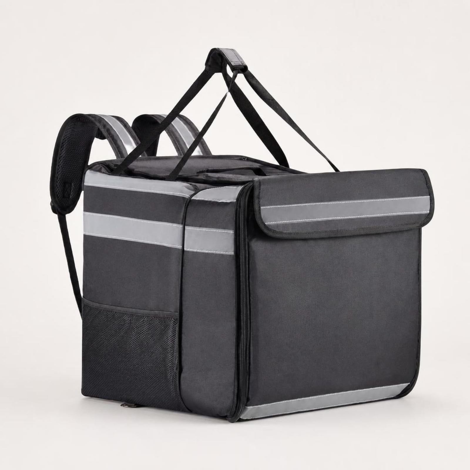 Bolsa Térmica Expandible Plegable | Impermeable, Mochila para Reparto Comida, Portátil, Entregas para entrega, Negro, Oxford
