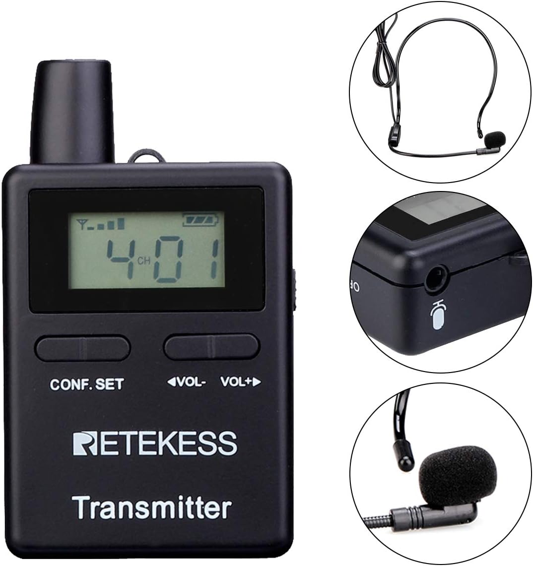 Retekess TT109 Wireless Tour Guide Audio System Long Range, One-Click Auto-Pairing, Assistive Listening Systems for Training, Church(1 Transmitter and 15 Receivers)