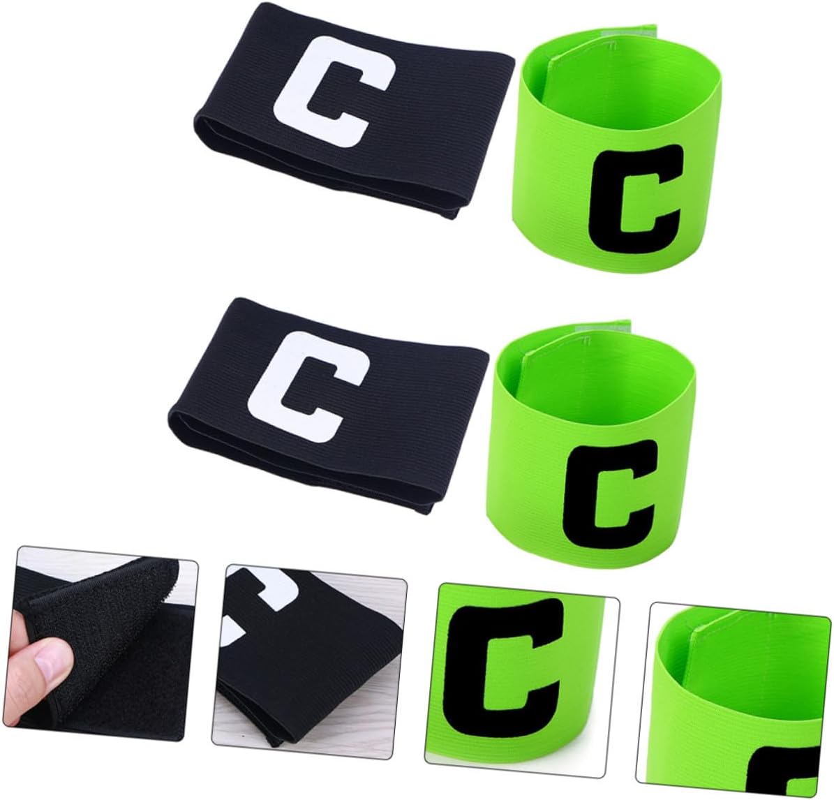 4pcs Soccer Captain Arm Bands Reusable for Youth Adults Team Sports Accessory
