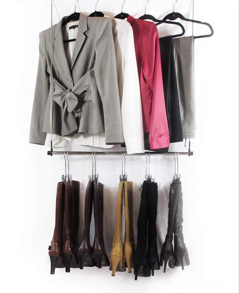 Boottique Boot Organizer: Hanging Boot Rack Doubles Closet Rod Space and Stores Boots- Fits in Most Closets- Hangs, Holds, Shapes, & Protects Every Size and Style of Boots (with 6 Boot Hangers)