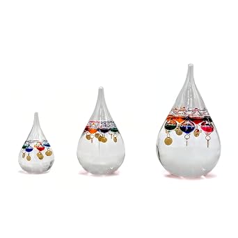 Galileo Tear Drop Shaped Indoor/Outdoor Thermometer - Elegant Home Decor & Gift for Men Small - 11.5 CM