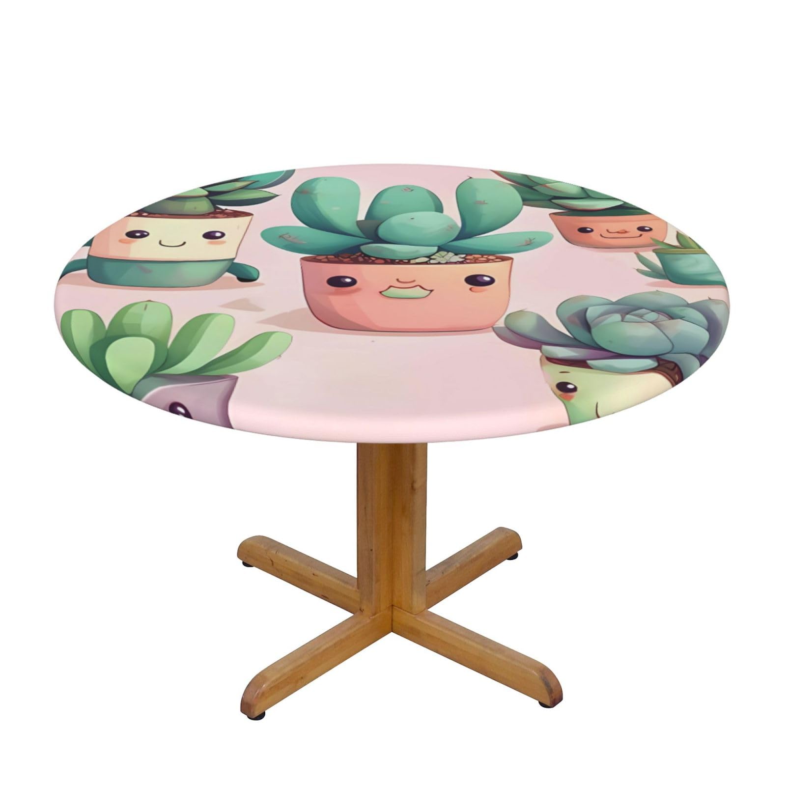 Nappe ronde imprimée succulentes pour supprimer les plis et protéger des verres renversés