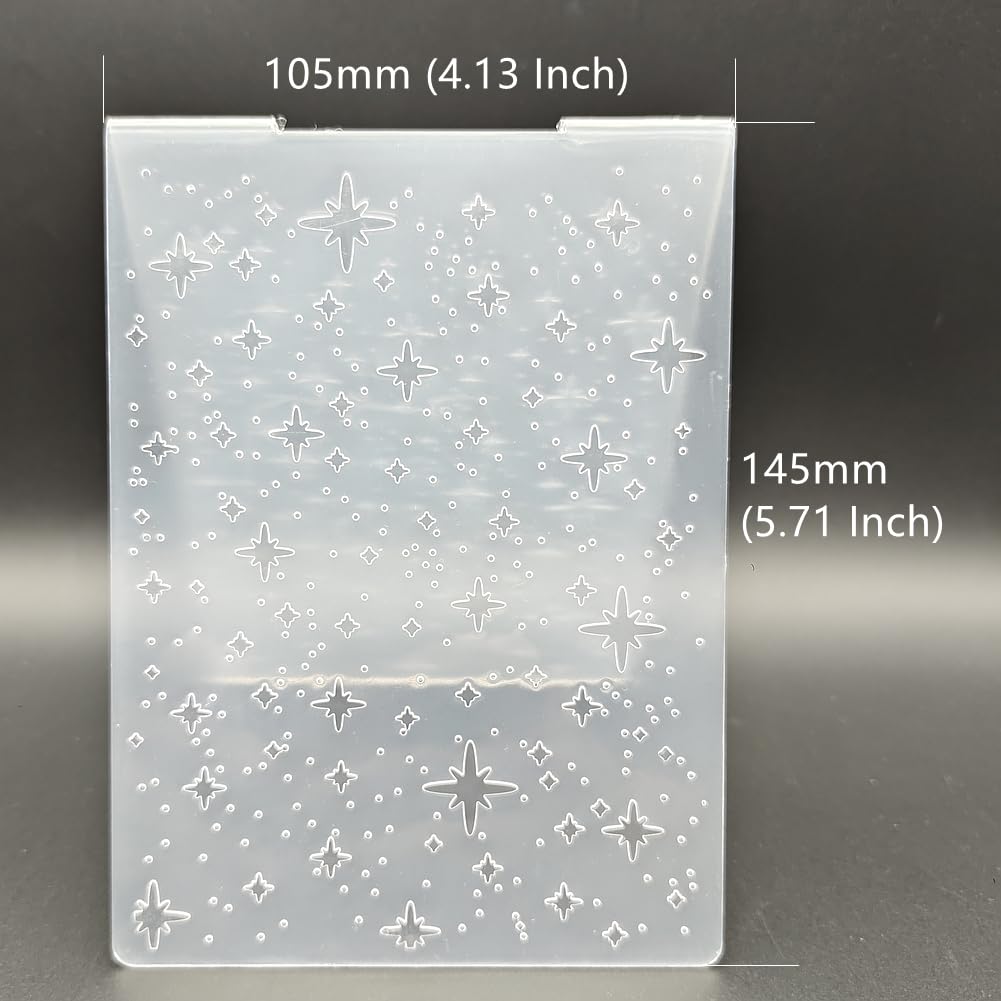 Plastic Embossing Folder A6 Size Christmas Stars Dots Paper Crafts Plastic Textured Impressions for Card Making Scrapbooking