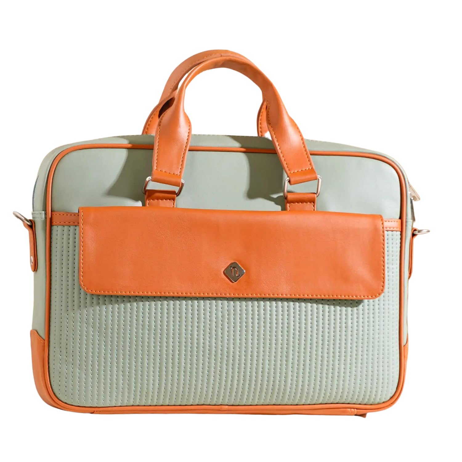 Nestasia Colorblocked Laptop Bag for 14-Inch Laptops, Water-Resistant Travel Bag for Men and Women, Compact yet Spacious, Mint Green & Brown (B0CLGM5Y38) Amazon Price History, Amazon Price Tracker