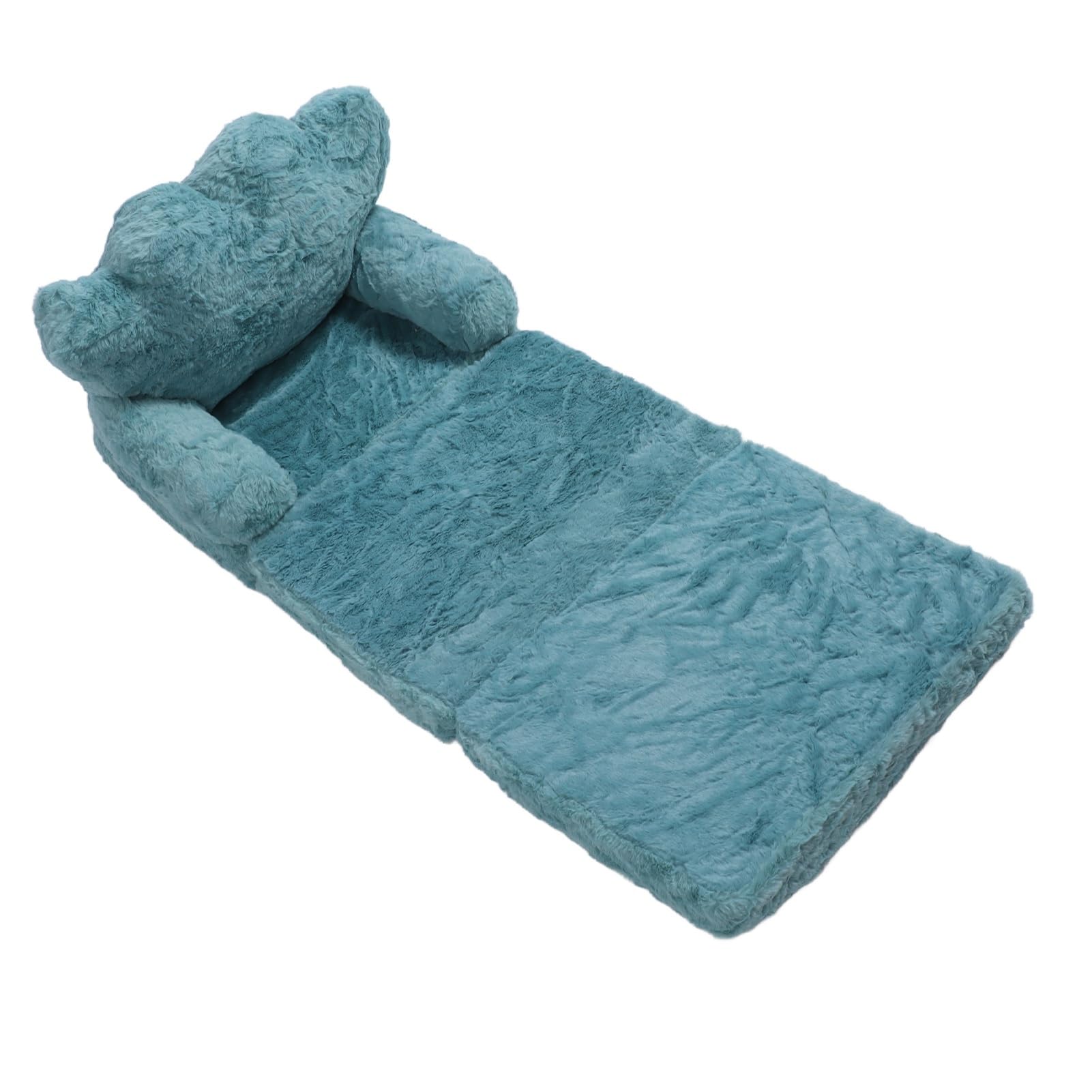 Mingzhe Krzesełko dla Dzieci Urocza Rozkładana Kanapa Zielona Miękka Tkanina Sofa PP Bawełna Lekka Składana z Wzorem w koronę do Czytania w Przedszkolu