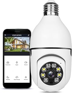 Light Bulb Security Camera,Home WiFi 360 Degree Pan/Tilt Panoramic IP Camera,Wireless Home Surveillance Cameras System with Human Motion Detection and Alarm,Two-Way Audio,Night Vision, 720p