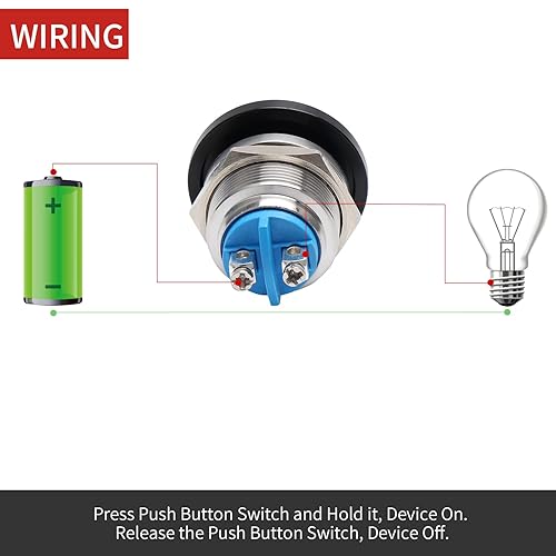 Miniatura 22 de APIELE Interruptor de botón de cabeza de hongo de 0.866 in, botón momentáneo, IP65, impermeable, 12 V, 24 V, 36 CC 110 V, 250 V, CA, 5 A, SPST Rojo