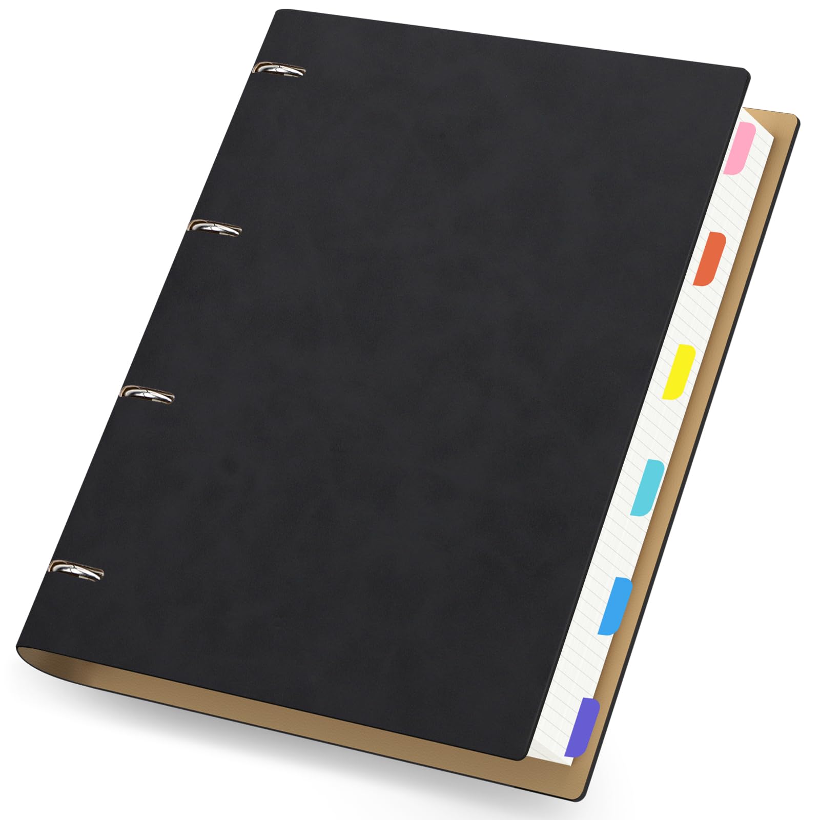 Yarotm Cuaderno A4 Cuadriculado - Cuaderno Anillas A4 Cuero PU 21.5x28cm - 100g/m² Papel Cuadriculado 5mm Libreta A4 - Recargable Notebook Espiral - 300 Páginas Bloc de Notas Diario, Negro