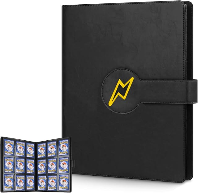 Cpano Card Holder Book Carrying Case Binder Compatible with Pokemon Trading Carsd/Yugioh Cards, Holds Holds Up to 396 Cards.Holder Album Binder Compatible with 22 Premium 18-Pocket Pages. (Black)