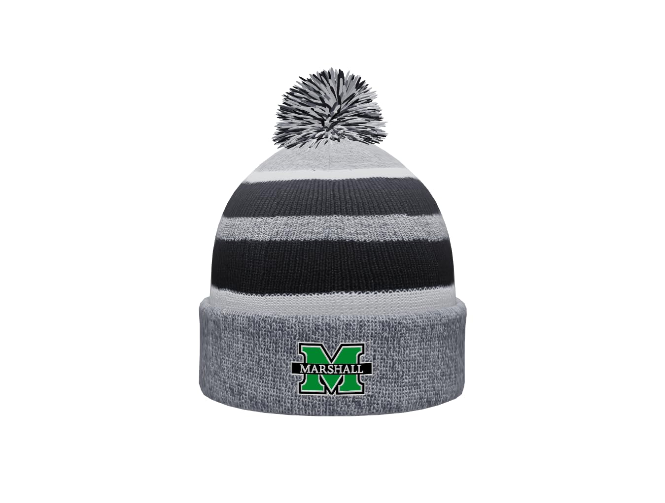 Sport Your Gear Marshall Thundering Herd Prime Cuffed Fold Over Pom Pom Winter Knit Hat Beanie Alternate