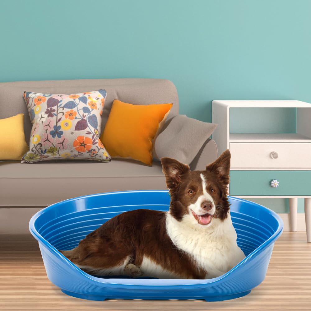 Ferplast Cuccia per Cani Cuccia per Cani grandi 100% plastica riciclata Lettino per Cani lavabile traspirante e antiscivolo Siesta Deluxe, 93,5 x 68 x 28,5 cm., Tortora