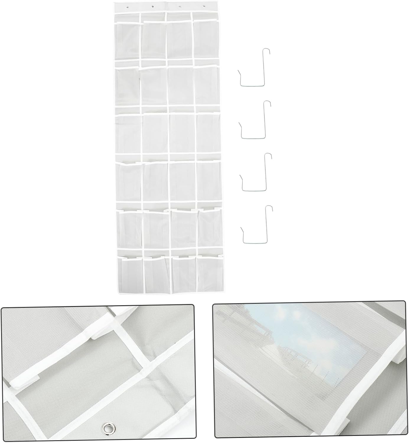 Outanaya 1pc Multi Pockets Wall Hanging Storage Bag Grey Door Organizer Pouch for Home Decoration for Sundries Shoes Keys with Hooks Included Non Woven Material