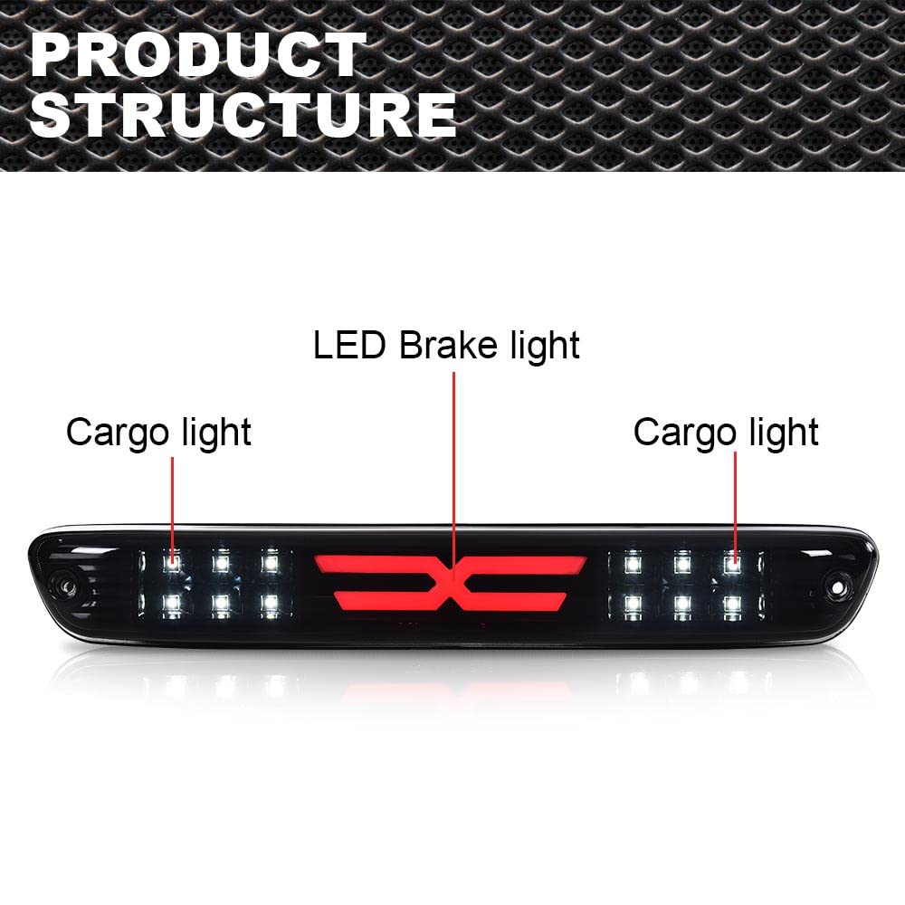 CNNELL Brake Light Compatible with 2004 2005 2006 2007 2008 2009 2010 2011 2012 Chevy Colorado/GMC Canyon, Compatible with 2006-2008 Isuzu I-Series Type X