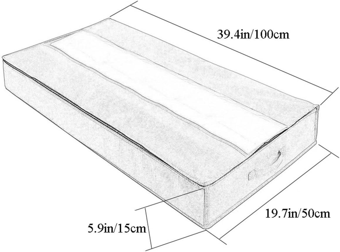 Large Capacity Storage Bags, Under-Bed Storage Bins for Blanket Pillows Clothes Closet Organizer Containers with See-Through Window, 4 Pieces (Color : Gray)