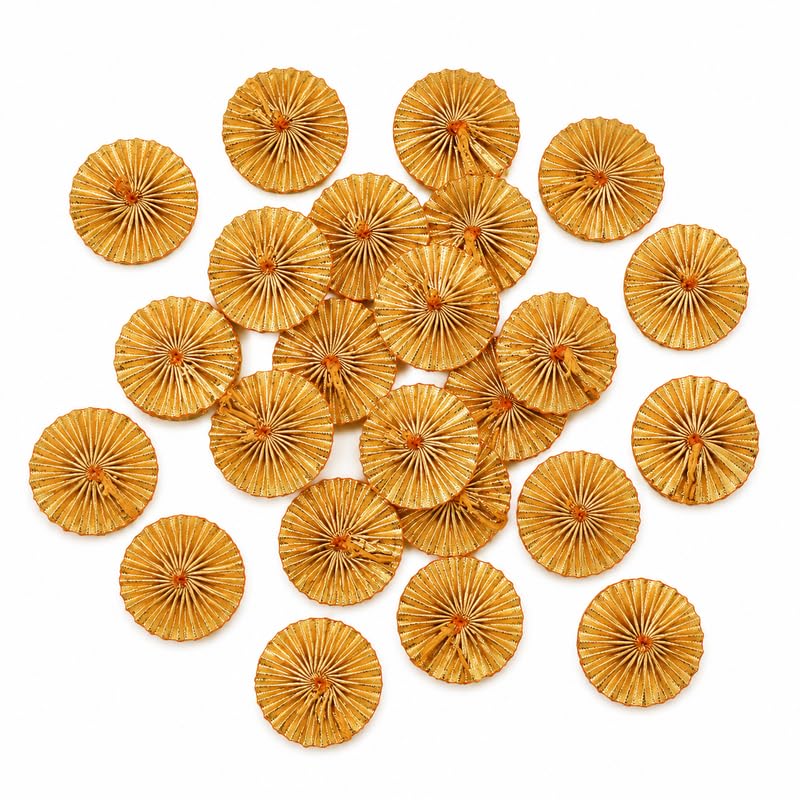 100 pc. Golden Gota Patti Flowers for Craft Decoration, Thali Decor, Rakhi Making, Hair Accessories & DIY Embellishments –Handmade Floral Appliques Golden-image-4