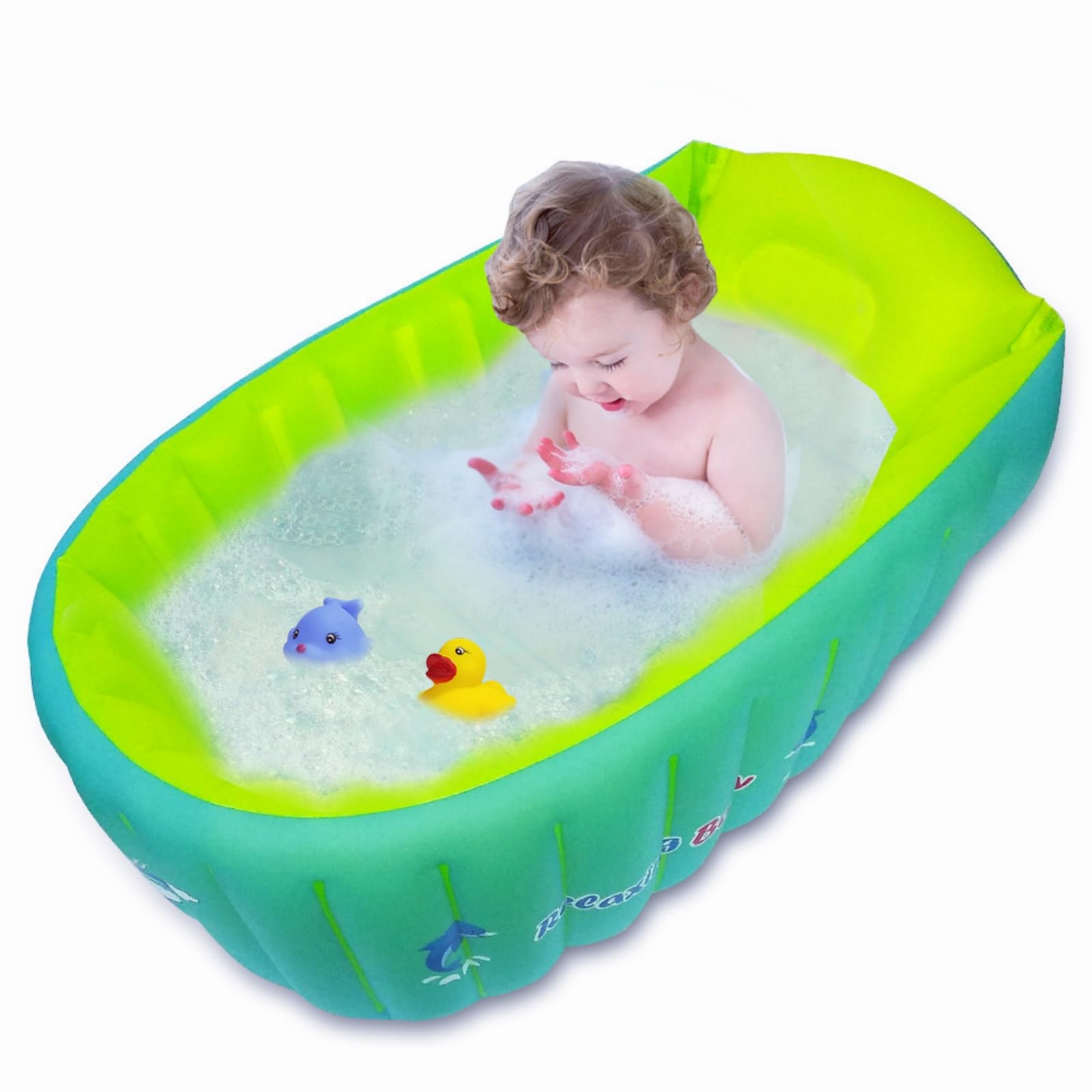 Baby Bath Bagnetto Neonato Gonfiabile,Anti-Slippery Pieghevole Bath Travel Bathing,Bagno Gonfiabile per Bambini, Summer Soft Bath Vasca da bagno,Kids Air Vasca con cuscino morbido sedile centrale