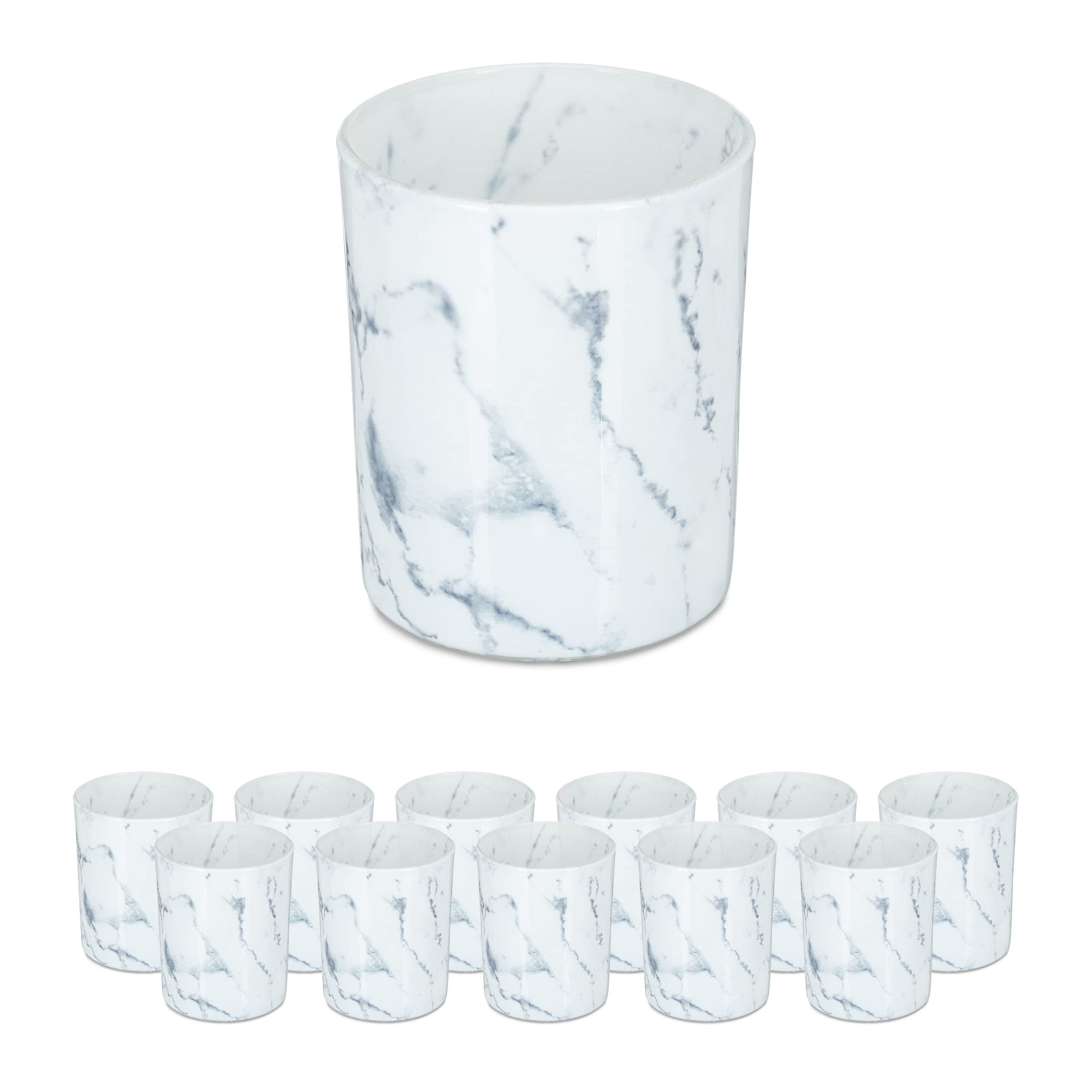 Set 12 Portacandele In Vetro Relaxdays - Design Bianco Dorato, Per Centrotavola E Decorazione - Foto 7