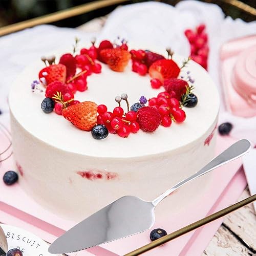 Vista 4 de Paquete de 6 moldes de acero inoxidable para tartas de pizza, servidor, pastel, pastel, pizza, pala, cortador (plata)