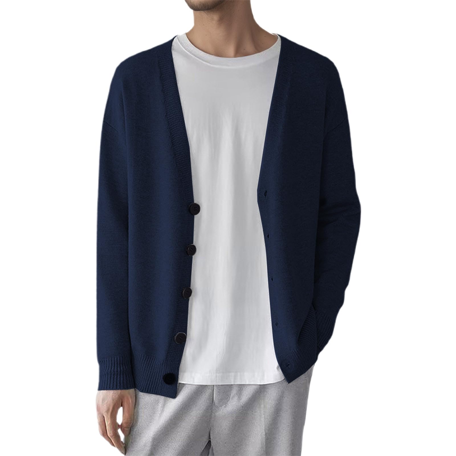 Jersey de invierno para hombre rebeca de punto grueso con forro cálido para el día a día 5