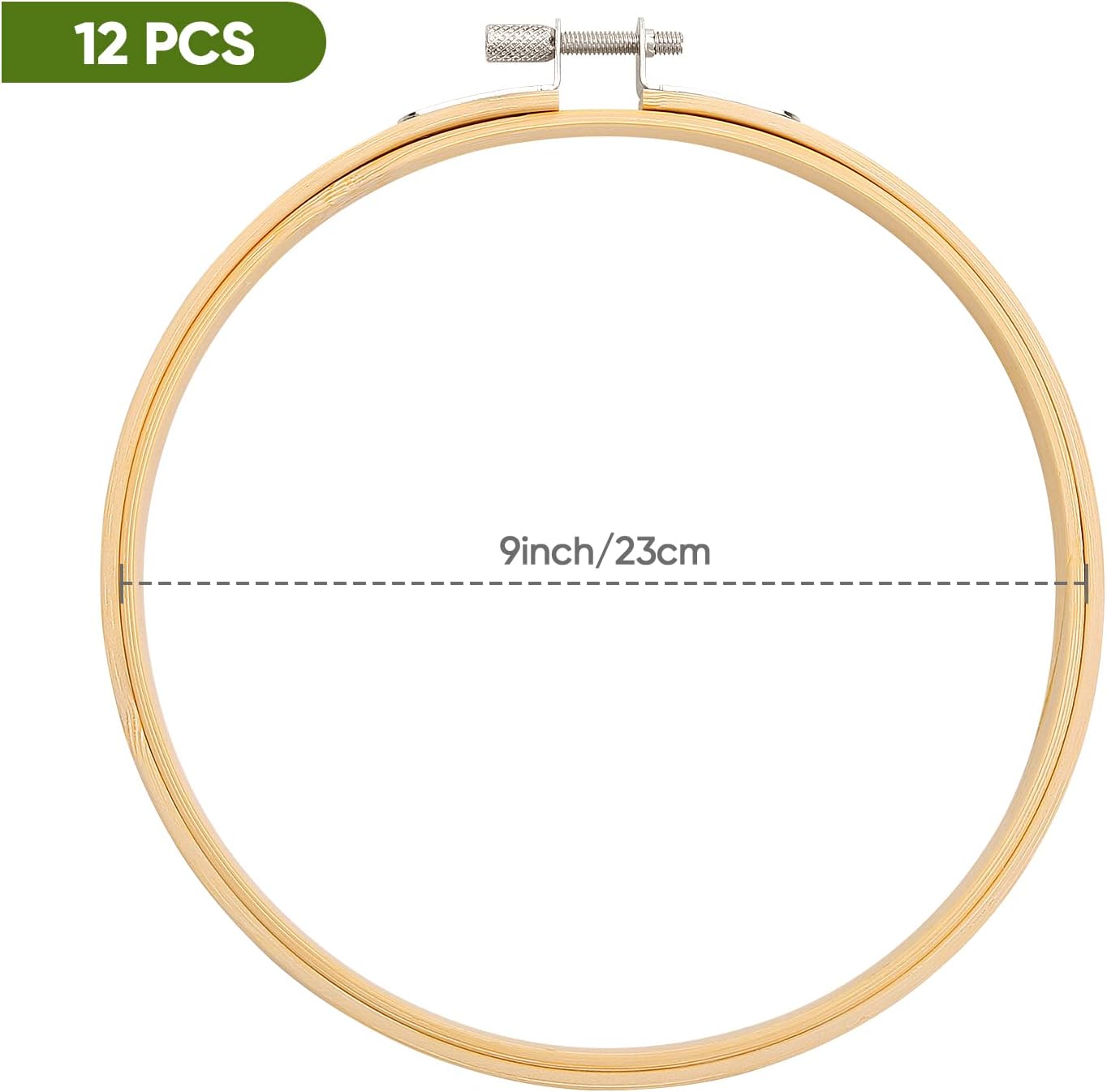 Caydo 12 Pieces 9 Inch Embroidery Hoops Bulk, Adjustable Cross Stitch Hoop Embroidery Ring for Art Craft Handy Sewing