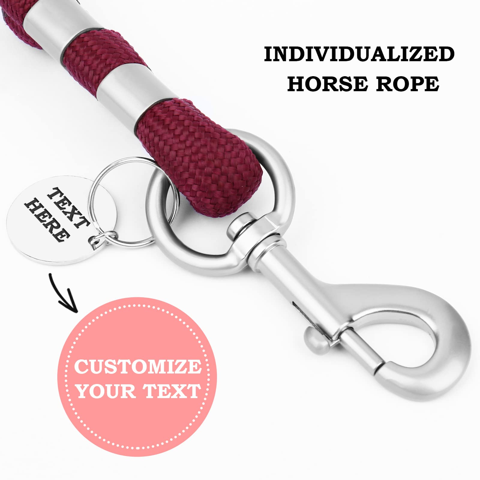 OXYEFEI Lead Ropes for Horses, Personalized Horse Lead Rope with Text - 78.7in (Red)