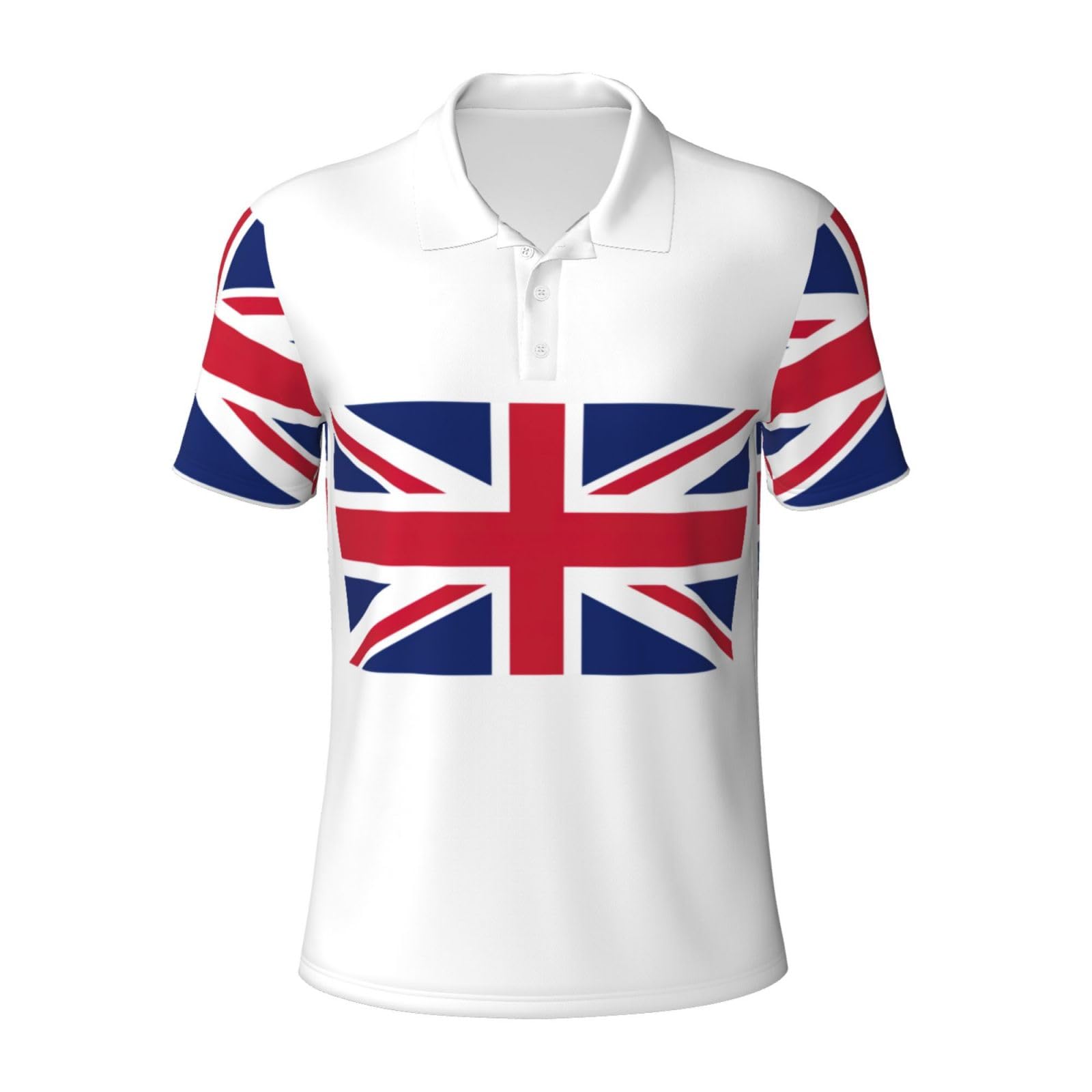 DUWAA British Flag Print Men's Polo Shirts, Short Sleeve Golf Shirt, Moisture Wicking Athletic Casual T-Shirt, Black, XXL