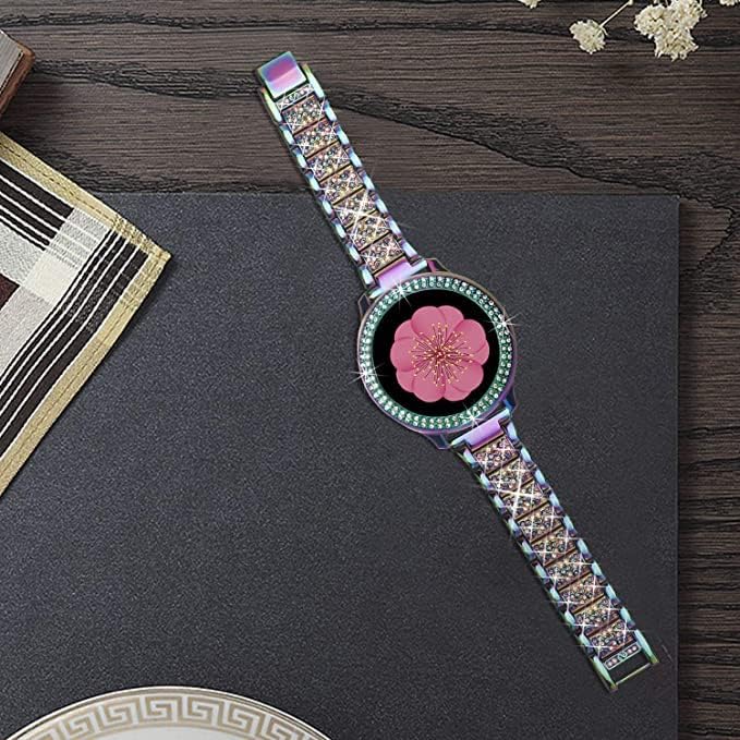 Miniatura 5 de AMODOO Compatible con Samsung Galaxy Watch Active 2 Band 1.575 in 1.732 in + funda, correa de repuesto para mujer y parachoques completo de PC