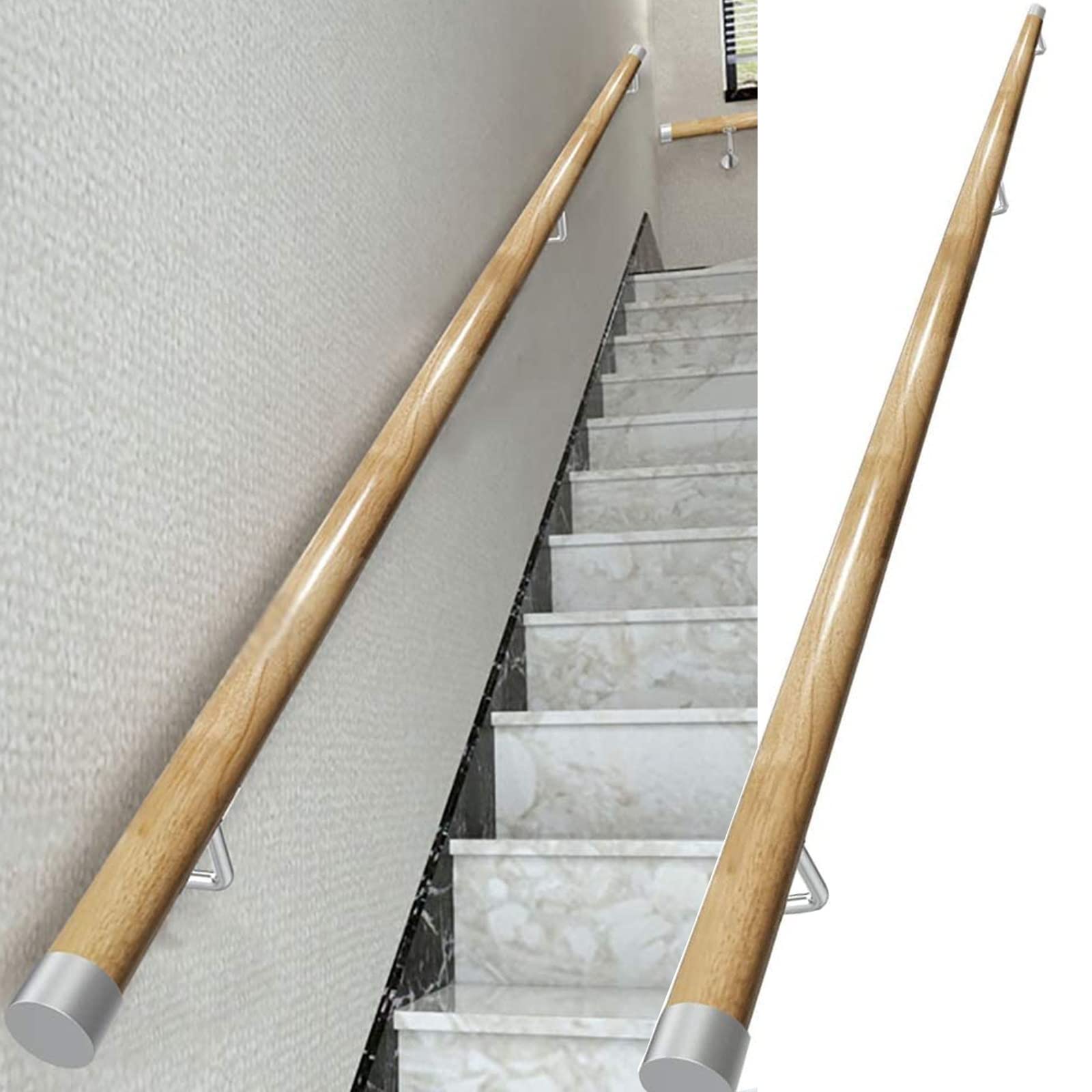 Main courante bois escalier 1M 2M 3M 4M garde-corps mural antidérapant
