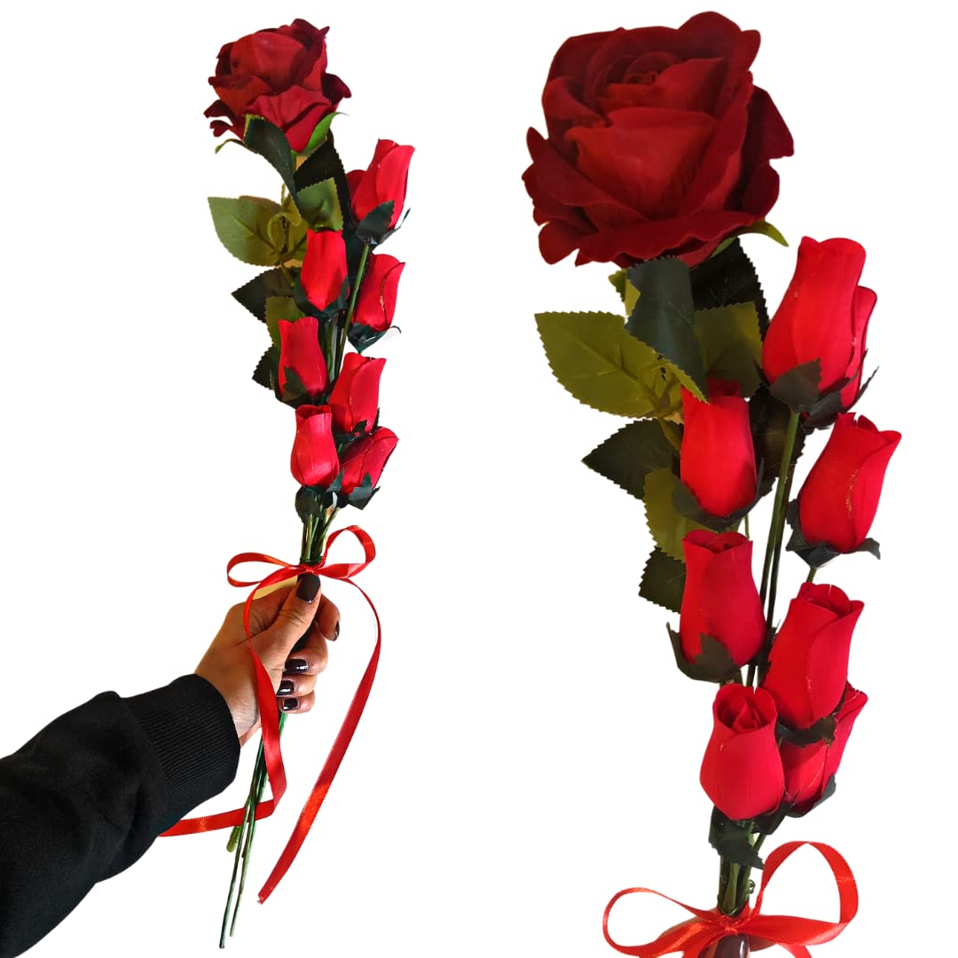 NARAMAKI Bouquet Mimose avec rose veloutée – rose éternelle épanouie de