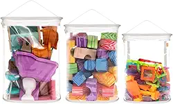 Kit Organizadores de Brinquedos Blocos Branco - Momis Petit - Organizador de Brinquedos - Branco - P: 20x16x11cm; M: 30x22x12cm; G: 33x24x14cm