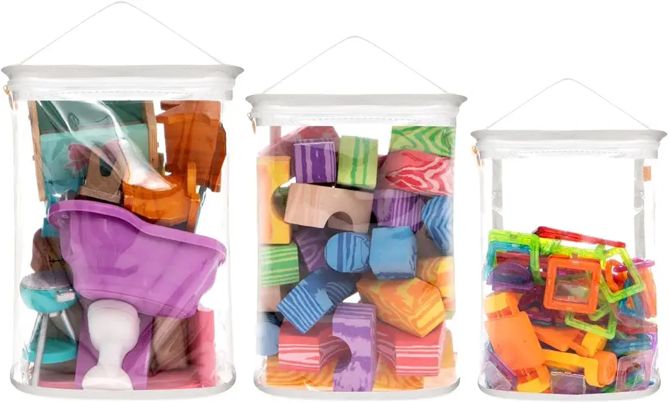 Kit Organizadores de Brinquedos Blocos Branco - Momis Petit - Organizador de Brinquedos - Branco - P: 20x16x11cm; M: 30x22x12cm; G: 33x24x14cm