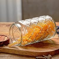 Vista 6 de ANSQU Tarro de almacenamiento de vidrio vintage, recipientes de almacenamiento de alimentos de vidrio de 34 onzas líquidas con tapa de bambú, tarro