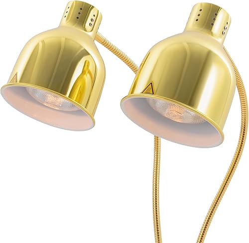 Miniatura 6 de Lámpara de calor de alimentos comercial de 2 cabezales con base cuadrada (11.81 x 7.87 pulgadas), lámpara de calentamiento de alimentos de metal