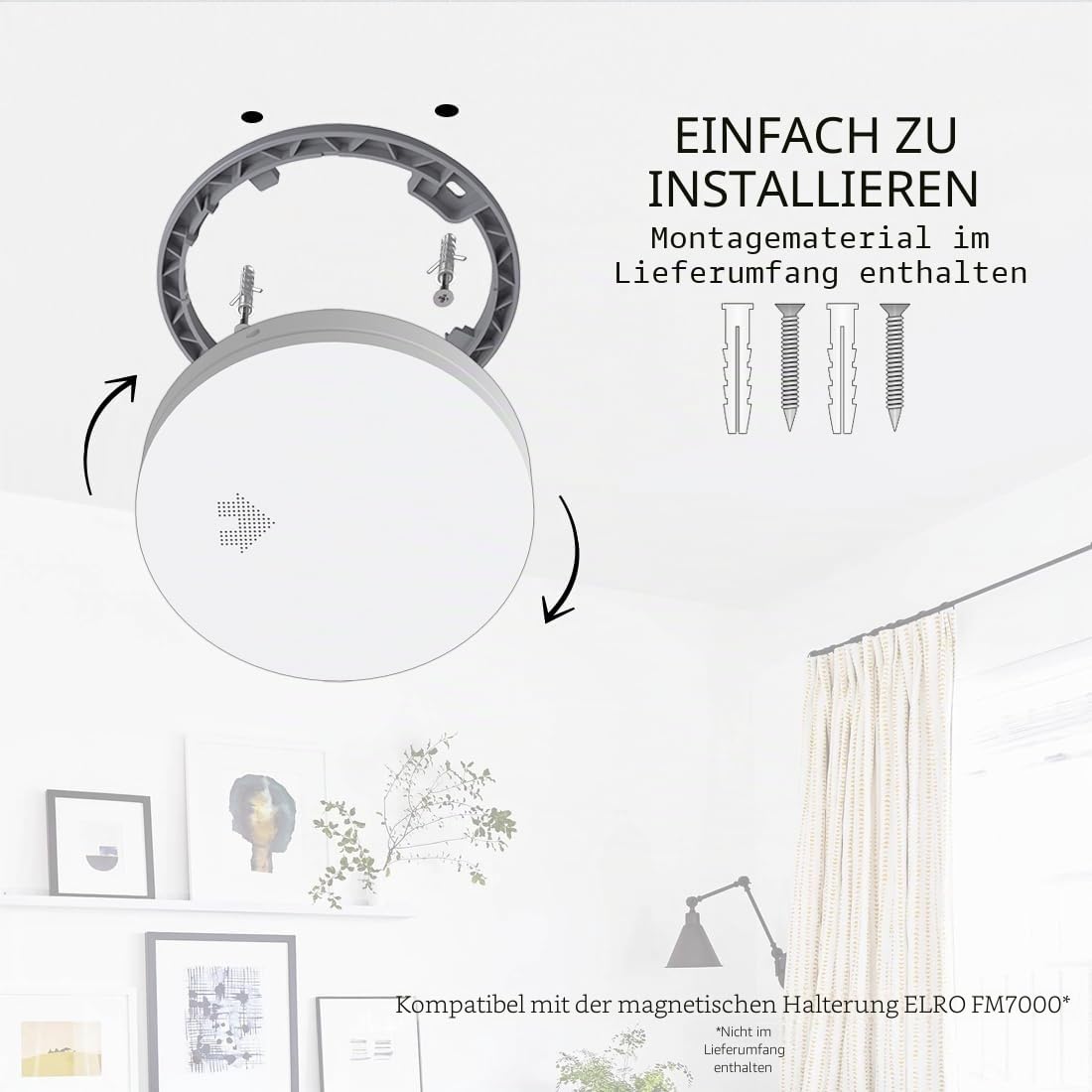 10-Pack ELRO FS4610 | Dünnster Rauchmelder der Welt | 10-Jahres-Batterie | Entspricht der europäischen Norm EN14604 | Weiß | Set mit 10 Stück