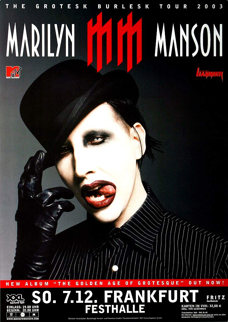 Marilyn Manson Grotesk Burlesk ©︎2003 Black Vintage T-Shirt - Marilyn Manson Grotesk Burlesk - L