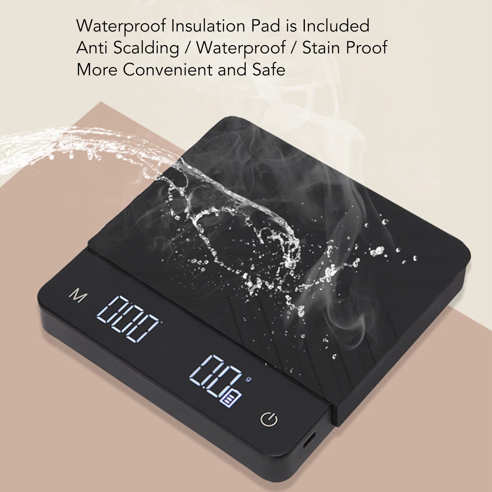 Báscula De Café Con Temporizador, Báscula De Café Digital Precisa De Alta Precisión, Báscula De Cocina Digital Inteligente Recargable Por USB Para Hornear, Cocinar, Preparar Comidas(3KG/0,1g)