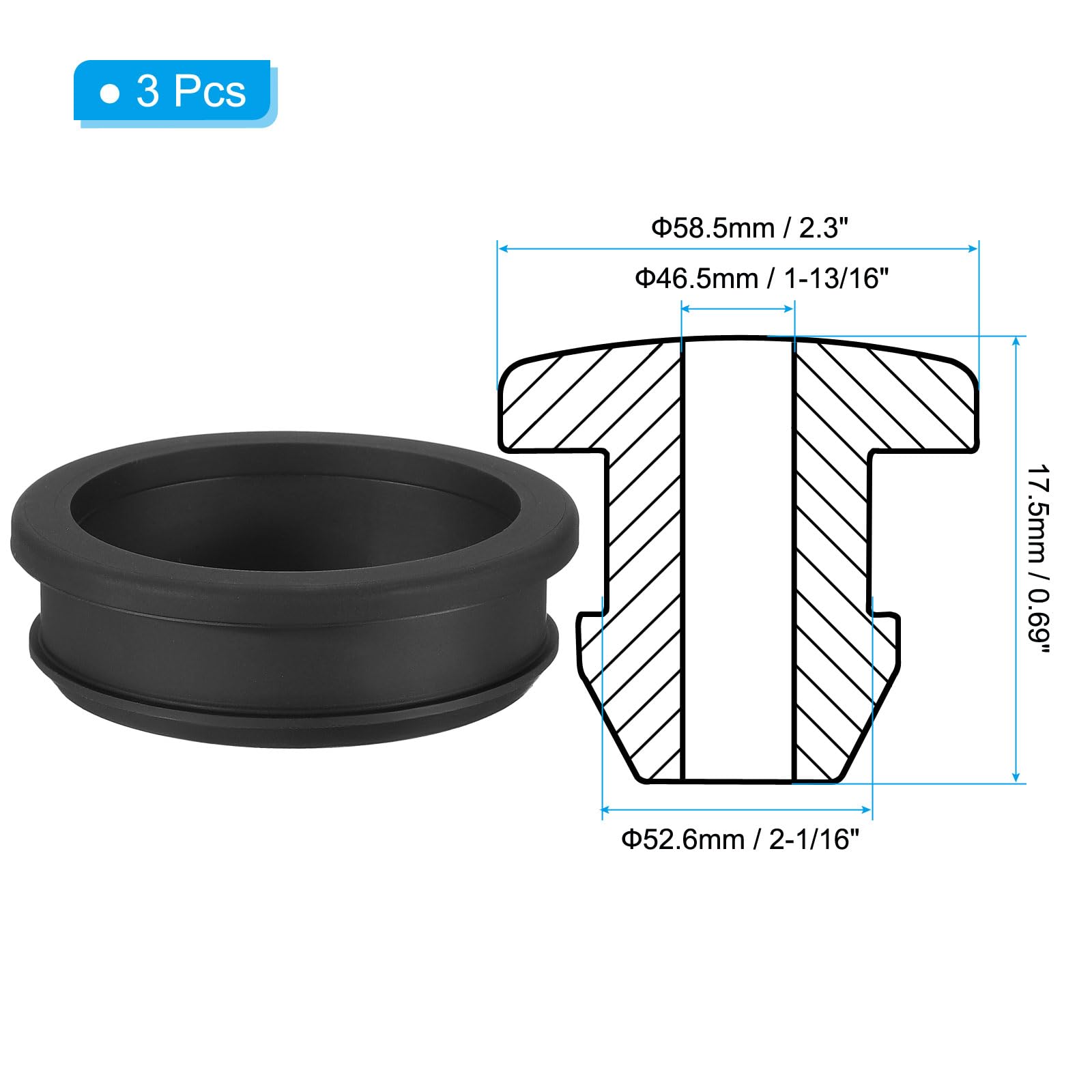 PATIKIL 52.6mm / 2-1/16 Inch Drill Hole,1-13/16 Inch ID Rubber Grommets - Image 2