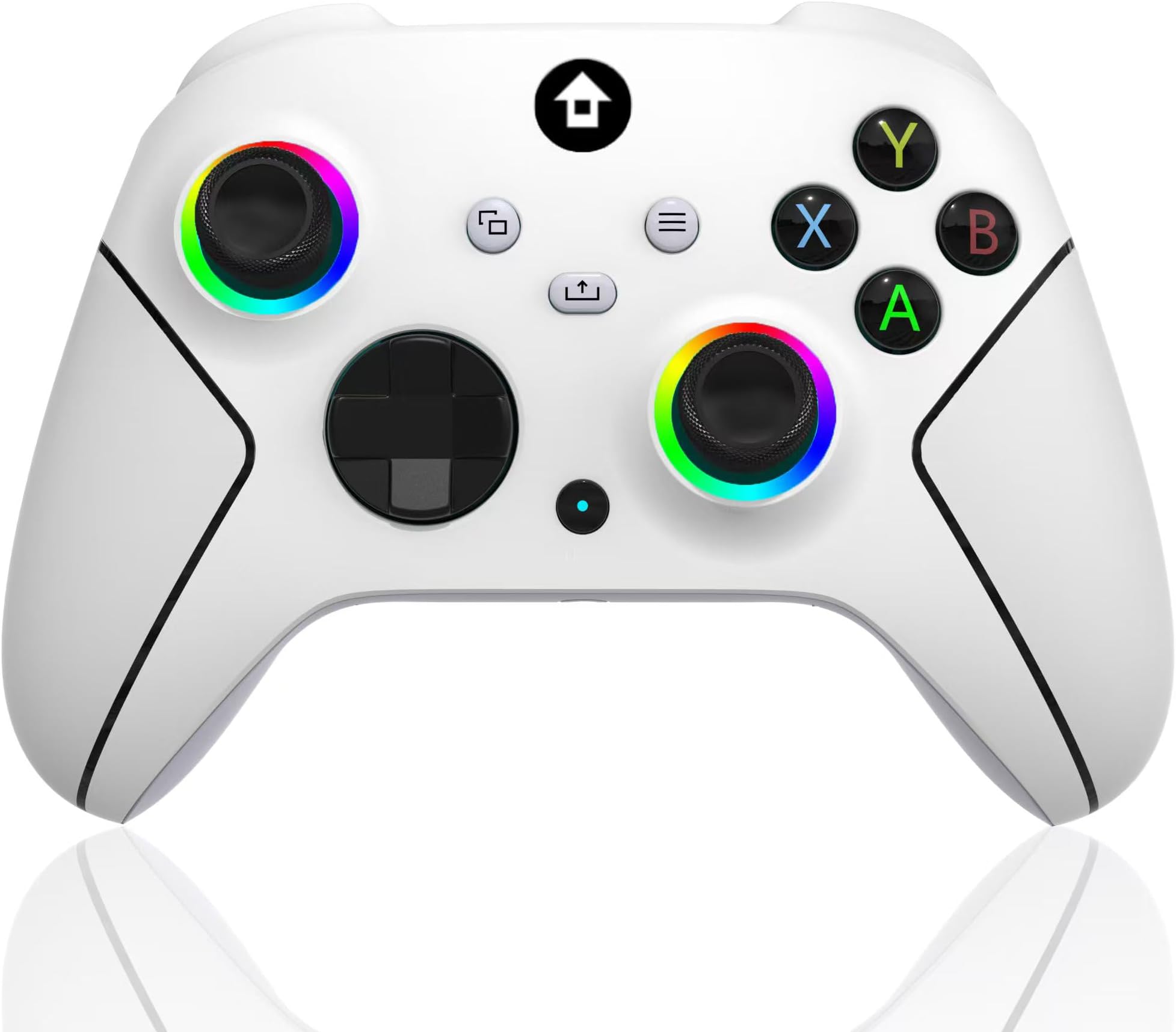YUYIU Upgraded Wireless Controller with 7 Colors RGB Light for Xbox Controller, Xbox One Series X|S,Consoles,Steam PC Windows, Dual Vibration/Turbo/Programmable, with 3.5mm Audio Jack, 2.4GHZ Adapter