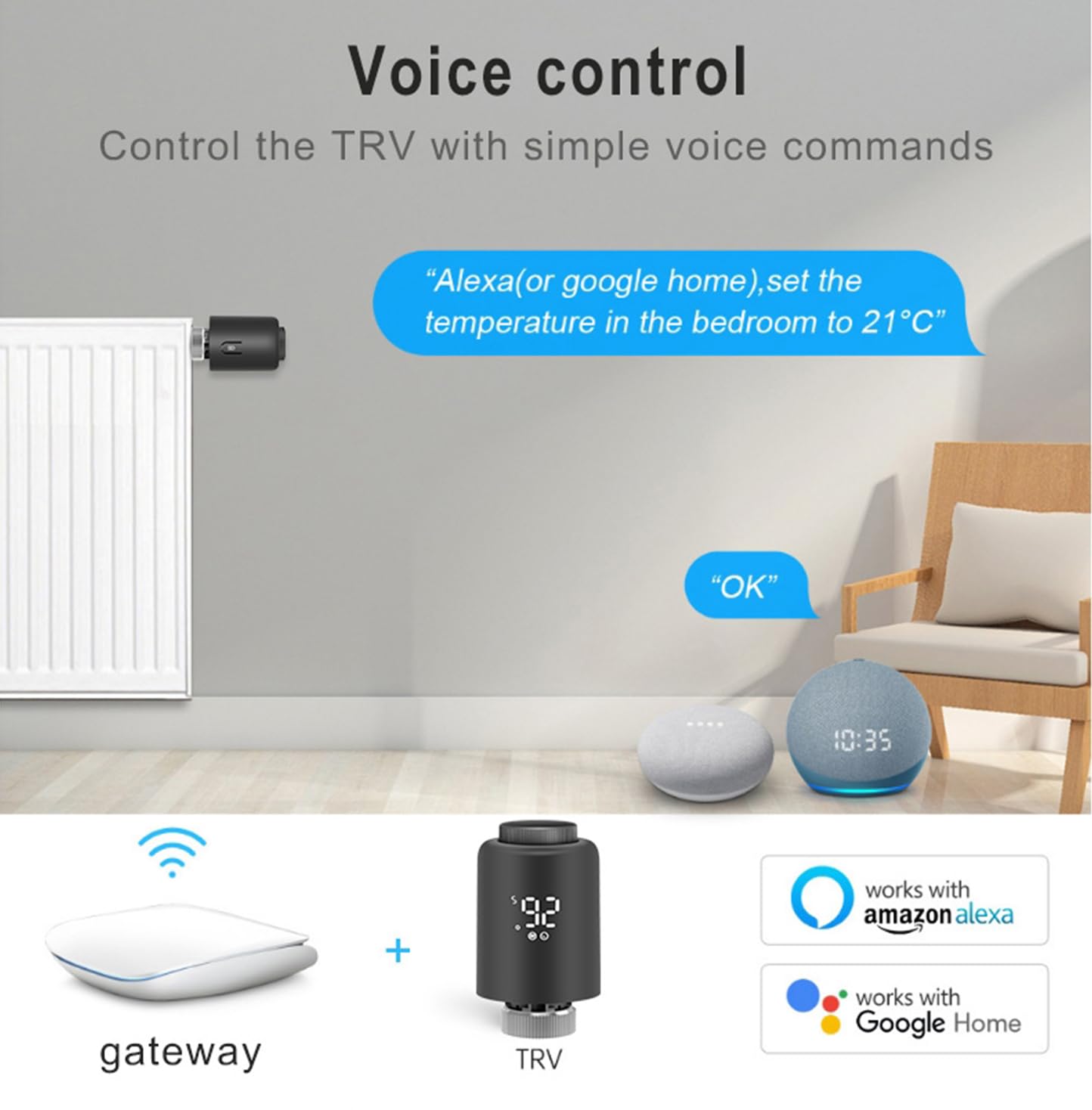Inteligentny termostat grzejnika: programowalny, termostat Zigbee do regulacji temperatury, sterowanie aplikacją, wymagany hub Tuya, kompatybilny z Alexa, Google Home