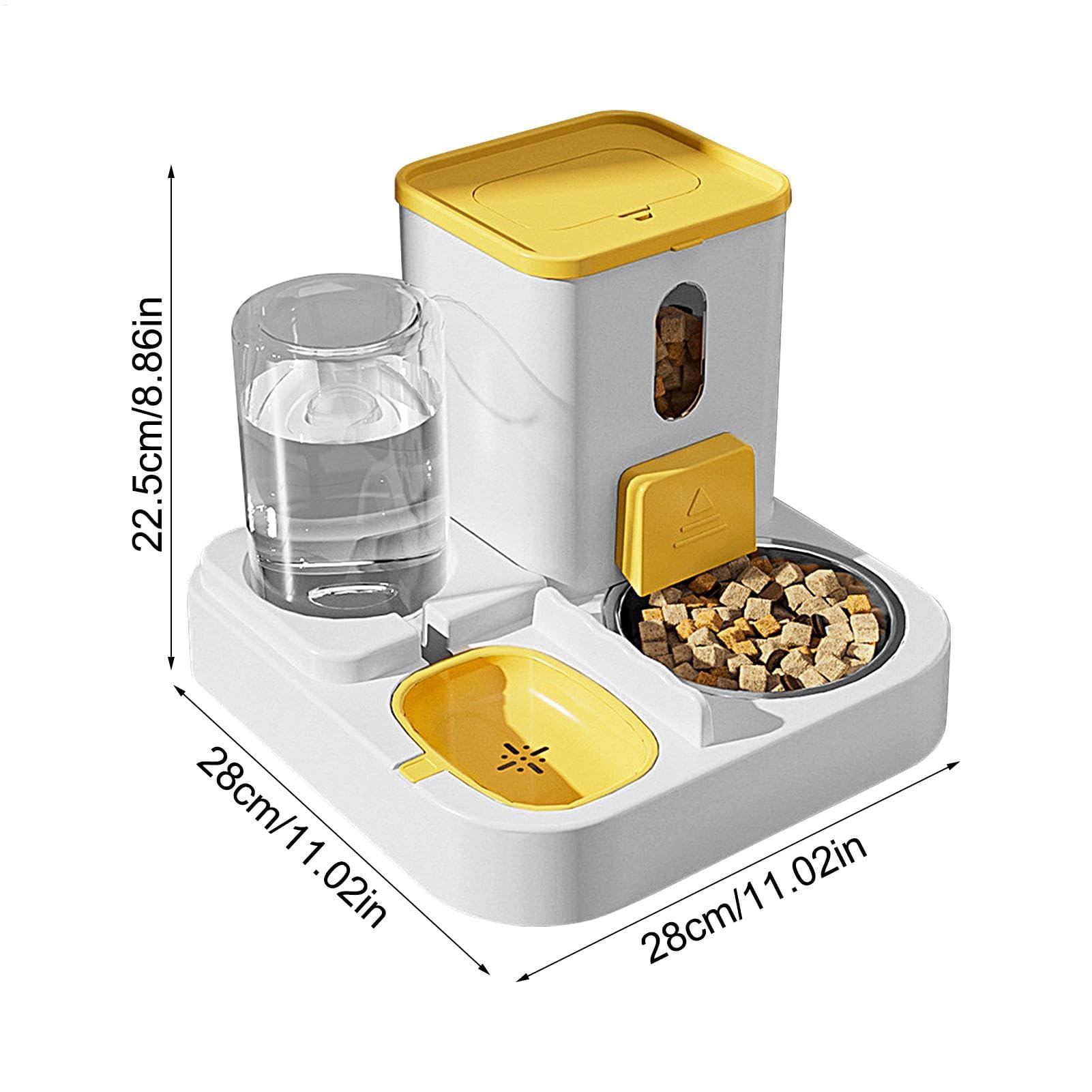 Comedero para Mascotas, Contenedor de Almacenamiento Tazón Comida for Perros Dispensador Mascotas(Giallo)