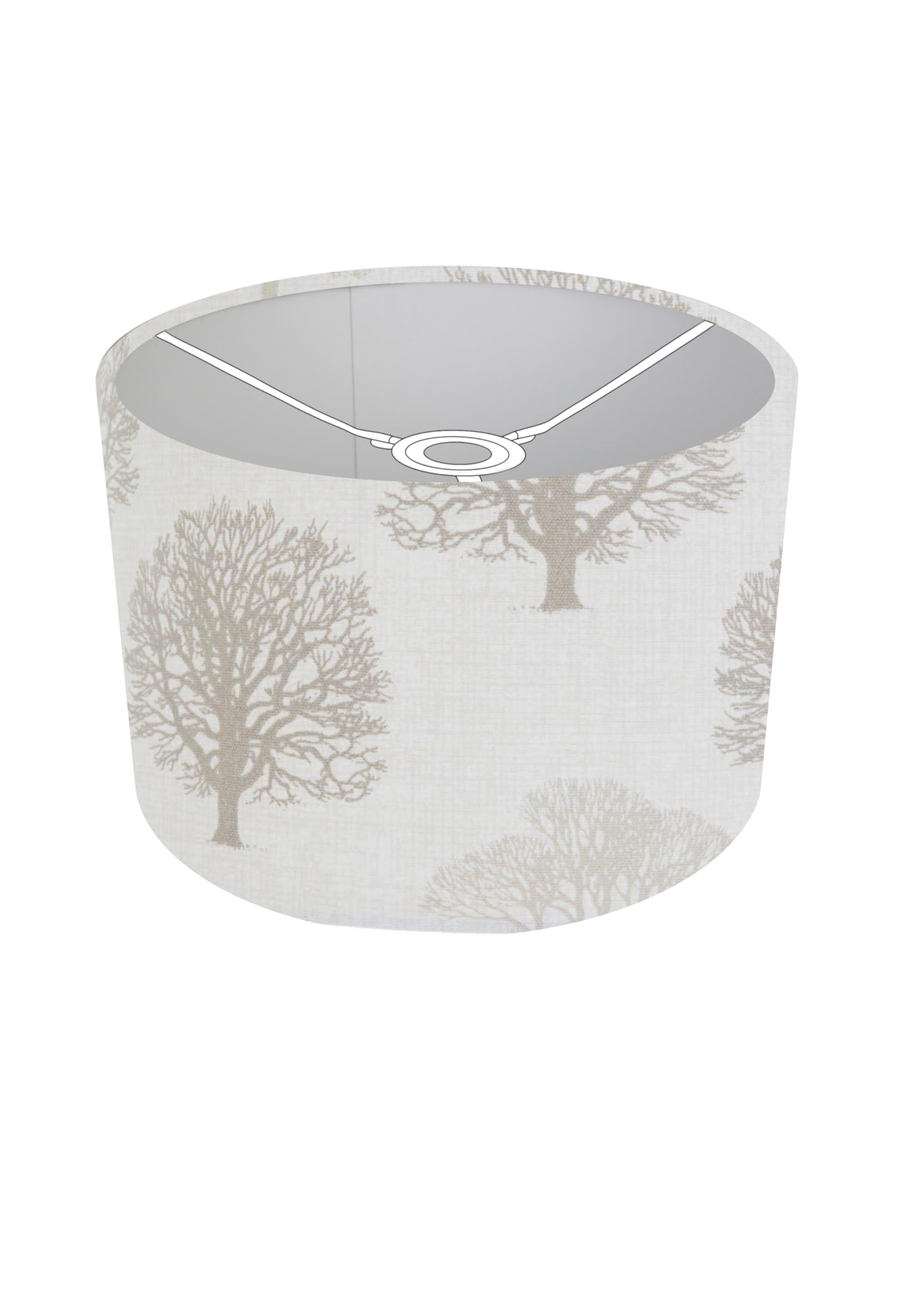 Kushade Grey 10" Linen Woodland Trees Lampshade, Ceiling Pendant
