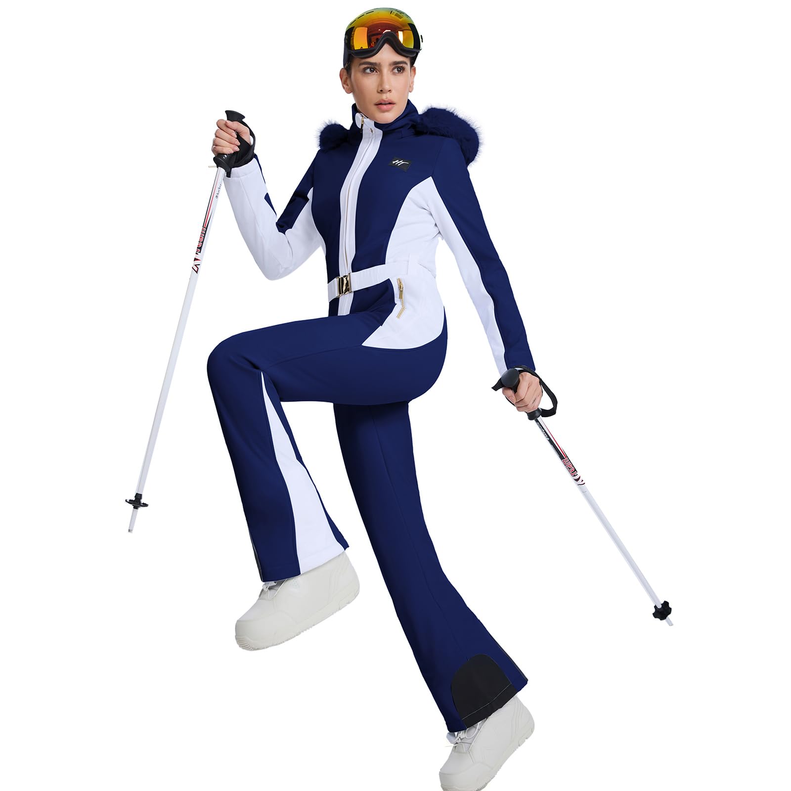 ALSOGO Damen Ski Anzug Ein Stück Snowsuit Schlank isolierte Jumpsuits wasserdicht Winddicht Winter Schnee Snowboard für Outdoor-Sportarten