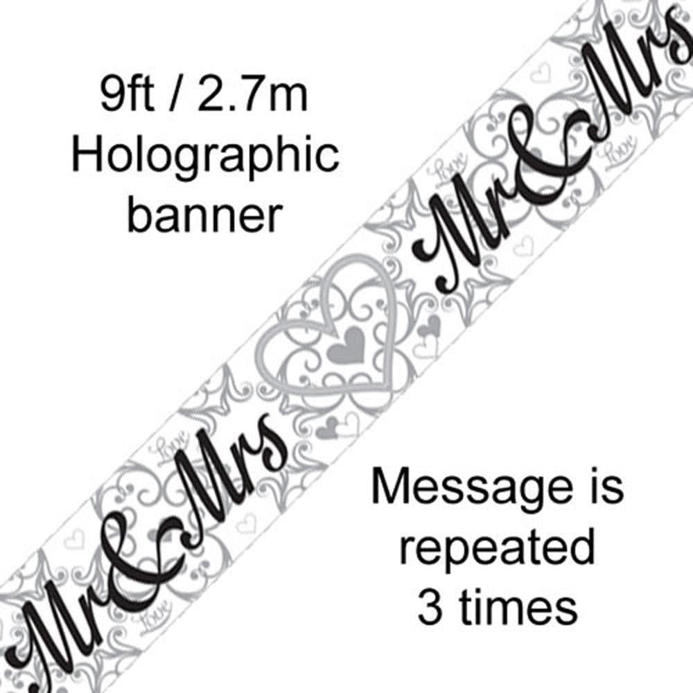 Oaktree 624993P Mr & Mrs Holographic Banner by Signature Balloons