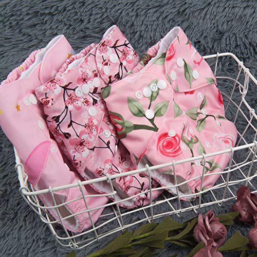 Babygoal Reusable Cloth Diapers For Baby Girls, One Size Adjustable Washable Pocket Nappy Covers 6 Pack+ 6Pcs Microfiber Inserts+4Pcs Bamboo Inserts 6Fg27 #TOP7