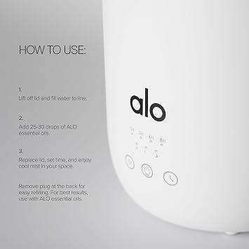ALO Aura Diffuser | Cool Mist Humidifier & Essential Oil Diffuser | Spa-Like Aromatherapy for Bedroom & Yoga Room | Detachable Cord for Easy Refills