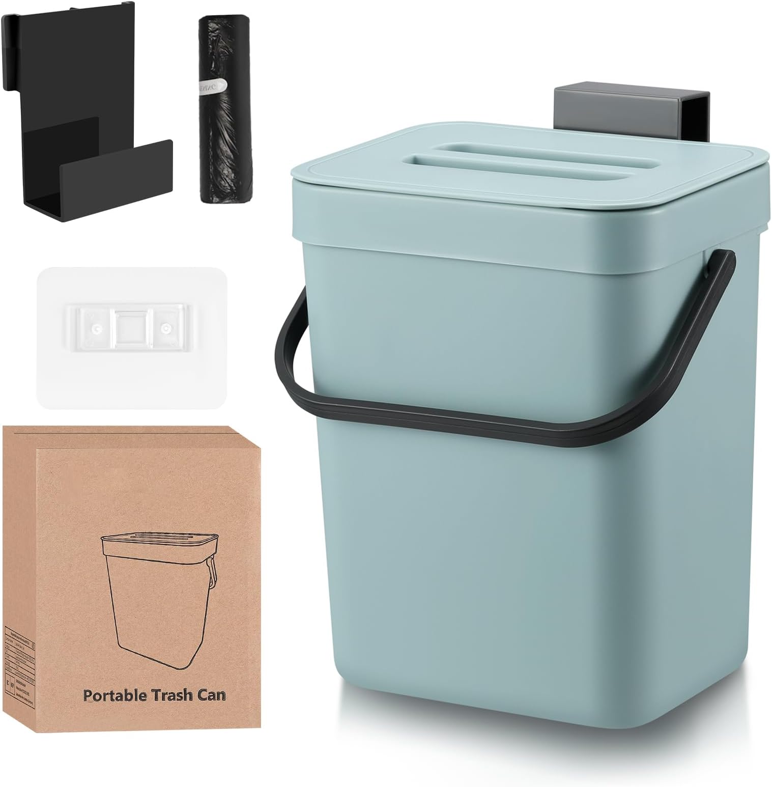 Poubelle Compost Cuisine 3L Noir – Seau à Déchets Organiques Suspendable, Hermétique & Sans Odeur