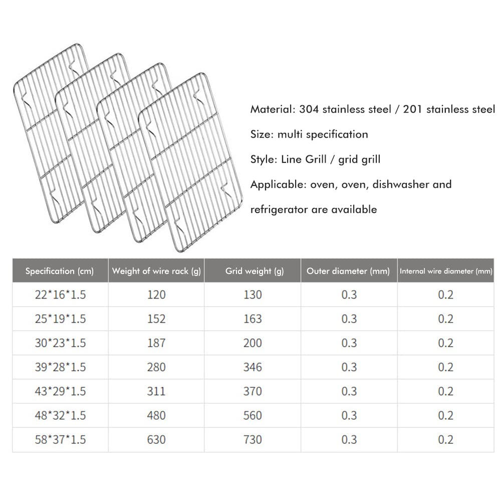 Griglia di raffreddamento per barbecue da griglia in acciaio inox, griglia in filo metallico per cucinare, arrostire, asciugare e grigliare (48 x 32 cm)